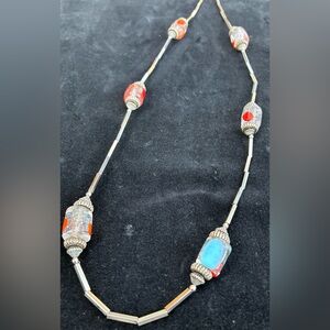 Silver Plated & Glass Beaded Necklace